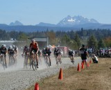 Three Fingers Mountain looms large behind the Men' Elite field as they start their race - credit Kenton Berg Three Fingers Mountain looms large behind the Men' Elite field as they start their race - credit Kenton Berg