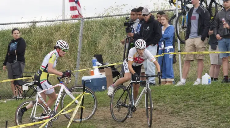 Laura Murray and Katrina Dowidchuk battle it out on course. Dennis Smith