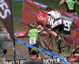 Antonneau and Day take different approaches to the stairs at Providence. © Cyclocross Magazine