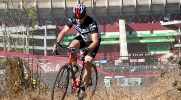 Racing in front of the famous NFL stadium at Candlestick Park. ©Cyclocross Magazine