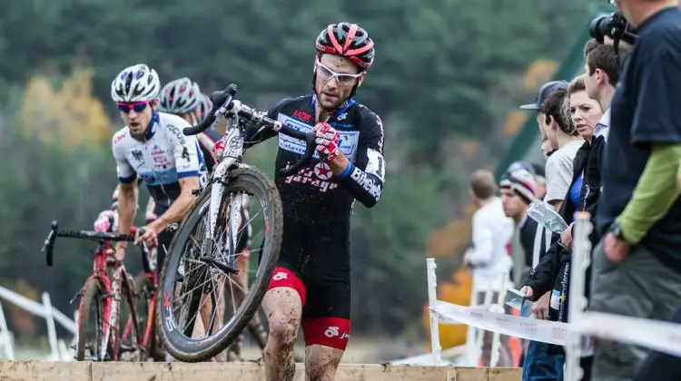 Lindine and Durrin at the barriers on the first lap. © Todd Prekaski