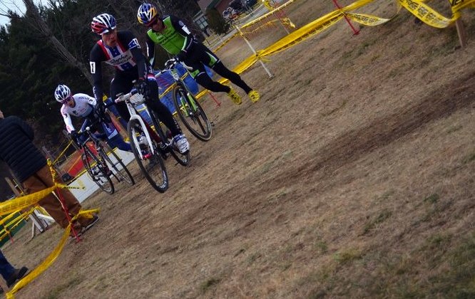 Good thing Tim Johnson had a pit bike and not just wheels on Day 2 of Bay State weekend. © Cyclocross Magazine