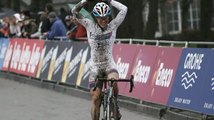 Katie Compton was overjoyed with her win today © Bart Hazen