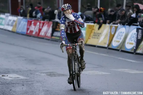 Logan Owen took second to Mathieu van der Poel today at Diegem © Bart Hazen