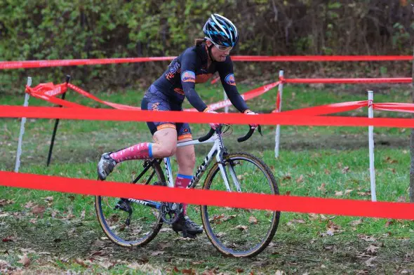 Lindsay Rodkey shows off cool socks at OVCX Brookside. © Kent Baumgardt