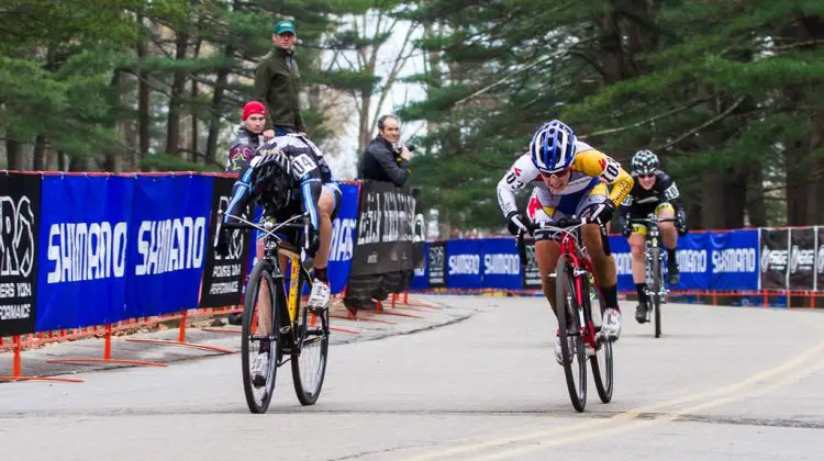 The photo finish: van Gilder takes it by a quarter of a wheel's length. © Todd Prekaski