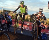 Kabush and Trebon dab while cresting this climb at the USGP Deschutes Brewery Day 2. ©Cyclocross Magazine