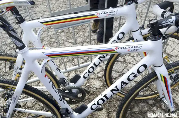 Niels Albert's Colnago Cross Prestige in front of BKCP teammate Wietse Bosmans' own Prestige bike. © Cyclocross Magazine