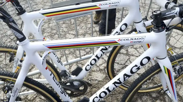 Niels Albert's Colnago Cross Prestige in front of BKCP teammate Wietse Bosmans' own Prestige bike. © Cyclocross Magazine