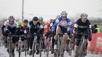 Steve Tilford wasted no time moving to the front in the first 100 feet, and within one lap had 40 seconds. © Cyclocross Magazine