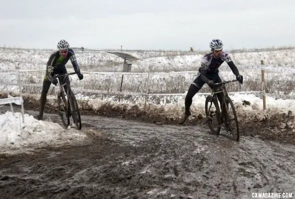 Staying upright in the corners was the main goal in the last race of the day. ©Cyclocross Magazine