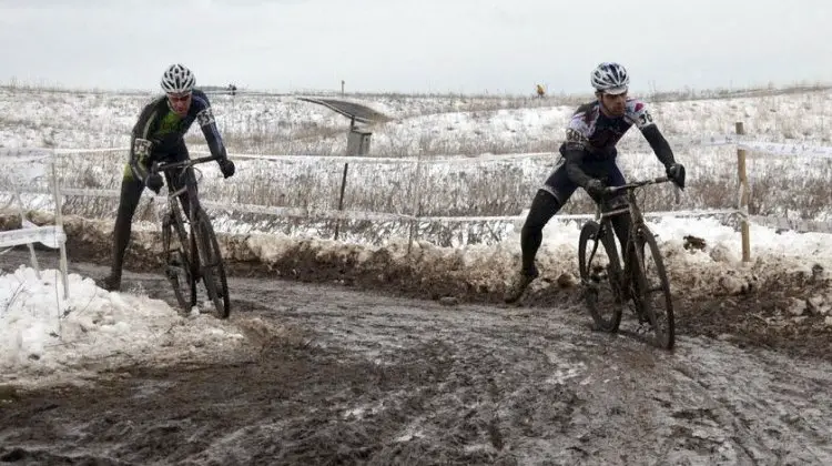 Staying upright in the corners was the main goal in the last race of the day. ©Cyclocross Magazine