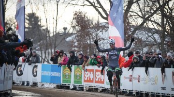 Page returns to the top step of the podium with his fourth title in the Elite Men at Cyclocross Nationals. © Meg McMahon