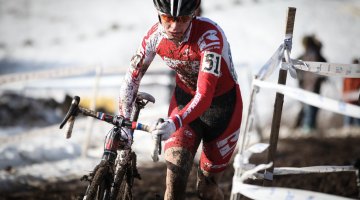 Redline's Logen Owen raced to a commanding win in his prep for Worlds. Junior Men 17-18, 2013 Cyclocross National Championship. © Meg McMahon