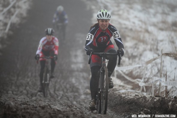 Rebecca Blatt took an early lead and would finish 3rd. Masters Women 30-34, 2013 Cyclocross Nationals. © Meg McMahon