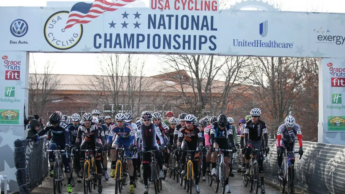 The start of the Masters Men 40-44, 2013 Cyclocross Nationals. © Meg McMahon
