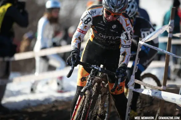 Jade Wilcoxson had the cyclocross race of her life, catching and outsprinting Nicole Duke for second at the 2013 National Championships © Meg McMahon