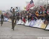 Sven Nys wins his second Elite World Championship over Klaas Vantornout in Louisville, KY. © Nathan Hofferber