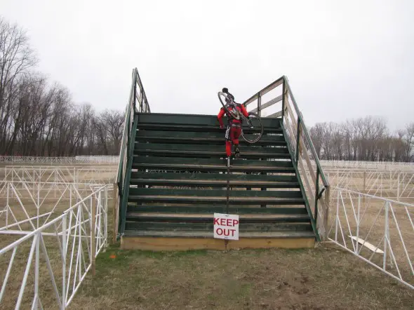 One rider braves the "Keep Out" sign on the Worlds course. © Steven Wilkes