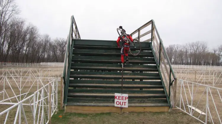 One rider braves the "Keep Out" sign on the Worlds course. © Steven Wilkes