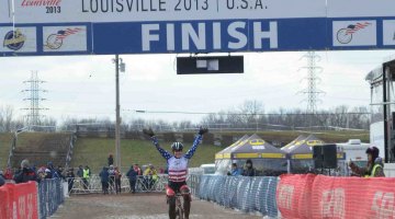 Kari Studley sails across another finish line in first. © Cyclocross Magazine