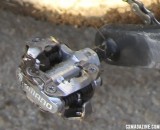 Avoiding the new SPD pedals that offer more surface area and mud issues, Page relies on the tried-and-true Shimano M540 pedals, instead of chasing down pairs of discontinued M970 XTR or M770 XT pedals.