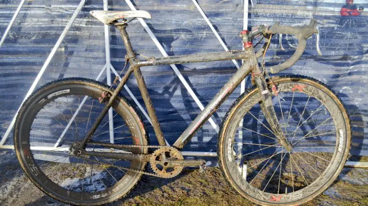 Kari Studley's 2013 National Championship-winning Redline Conquest Pro SS singlespeed cyclocross bike. © Cyclocross Magazine