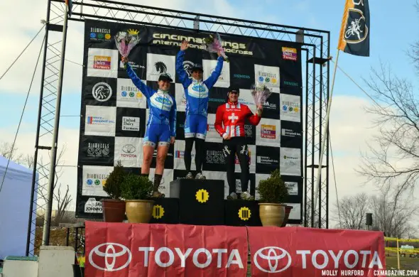 Georgia Gould, Katerina Nash, Jasmin Achermann (L to R) on the women's podium. © Cyclocross Magazine