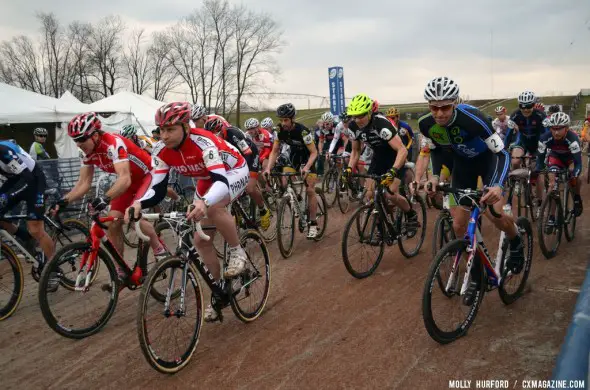 The second heat of the day started fast and furious. © Cyclocross Magazine