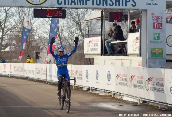 Kathy Sarvary defends her 55-59 Cyclocross National Championship. ©Cyclocross Magazine