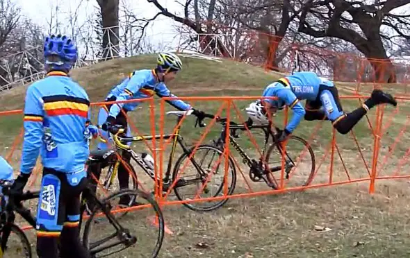 Sven Nys' biggest challenge in Louisvile so far? Escaping his bandit pre-ride on the Louisville course. Sven Nys' biggest challenge in Louisvile so far? Escaping his bandit pre-ride on the Louisville course.
