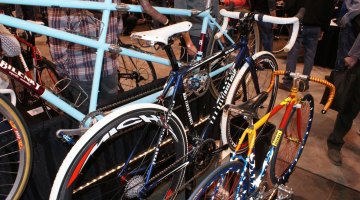 The fillet-brazed "Baltimore Bullet" has all the bells: Miche carbon wheels, cranks and stem, Force drivetrain, and limited edition Brooks Swallow saddle © Greg Klinsporns