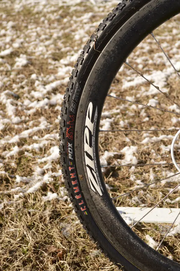 Zipp 303 carbon rims - but without the worries of carbon braking surfaces on Ryan Trebon's Cannondale SuperX High Mod Disc. © Clifford Lee