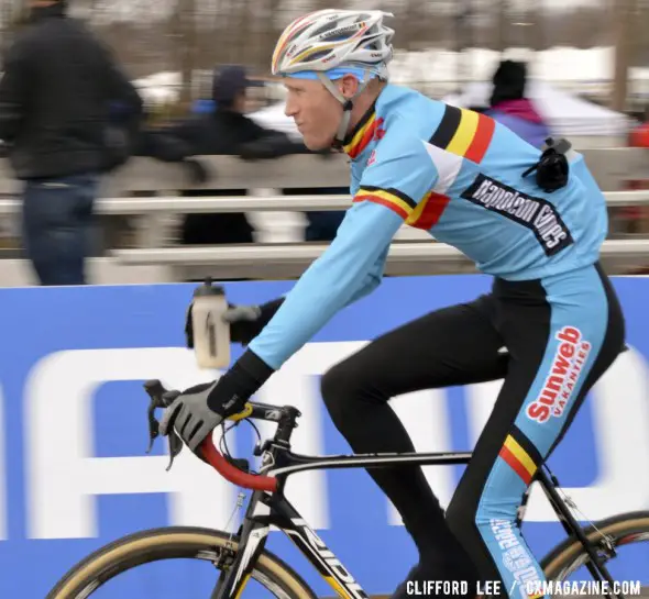 Klaas Vantornout riding his canti version of the 2014 Ridley X-Night carbon cyclocross bike. © Clifford Lee