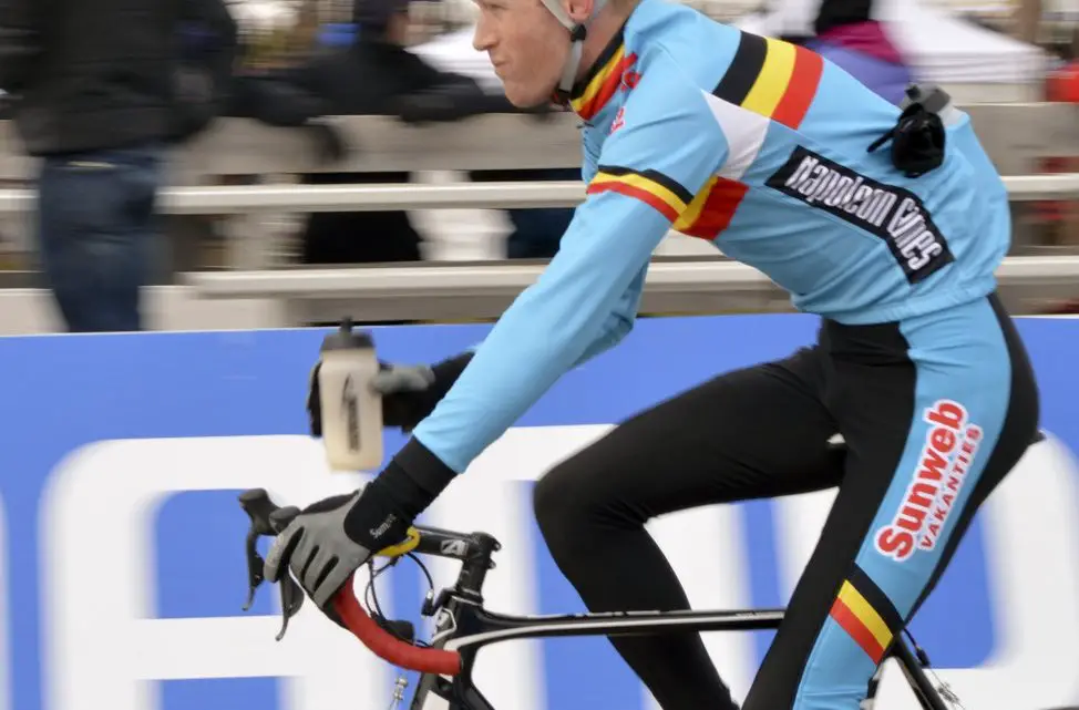 Klaas Vantornout riding his canti version of the 2014 Ridley X-Night carbon cyclocross bike. © Clifford Lee