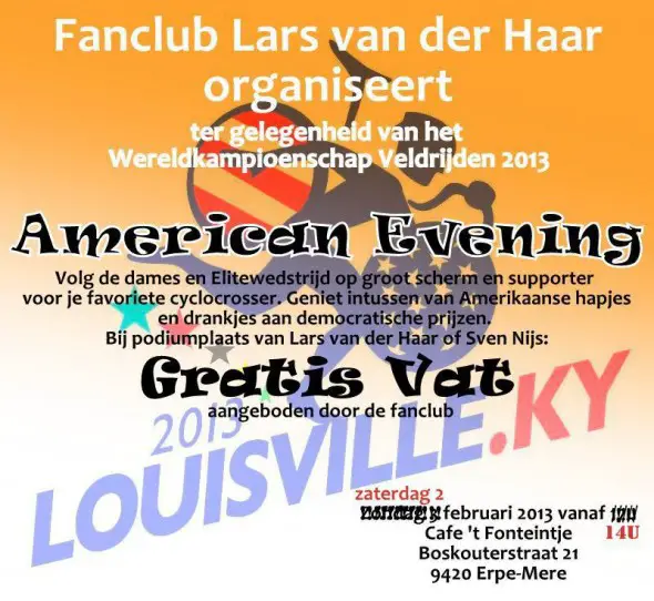 A Lars van der Haar supporter tv party - with a new date. 