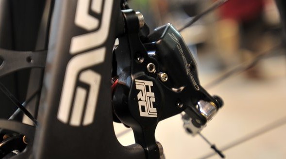 Debuting the new TRP duel hydraulic/mechanical disc brakes. © Jesse Pisel