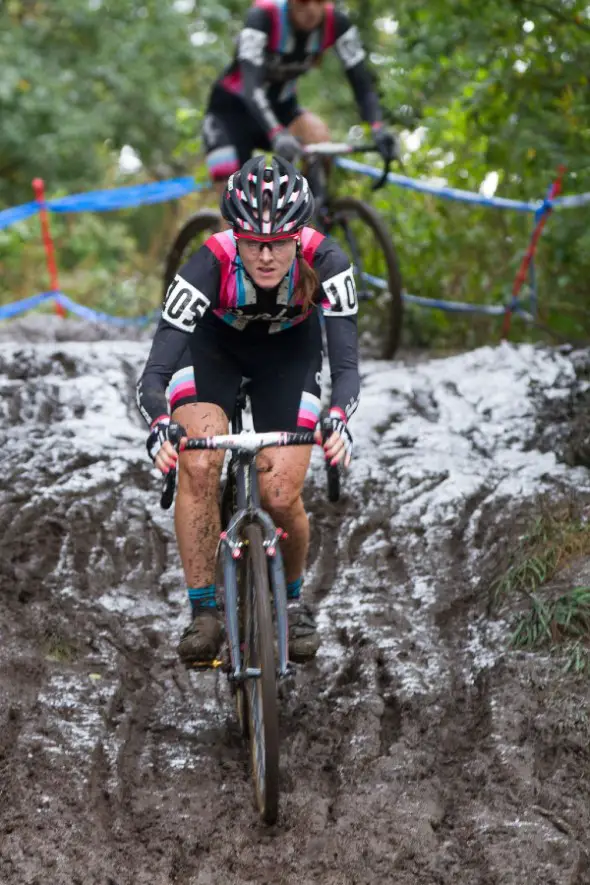  Gabby Day on the mud chute, followed by teammate Krasniak © Todd Prekaski