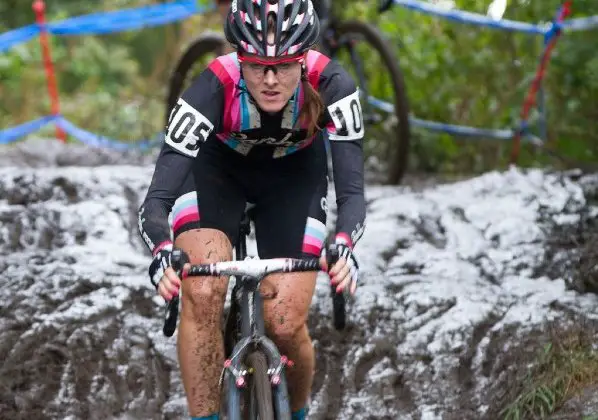 Gabby Day on the mud chute, followed by teammate Krasniak © Todd Prekaski