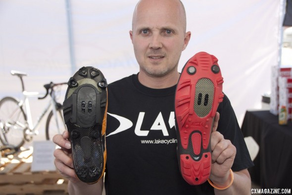 Lake Cycling's MX331 cyclocross shoe (left) and the mtb version (right). © Cyclocross Magazine