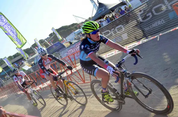 Mani leading Dyck and Duke at the 2013 Sea Otter Cyclocross race. © Cyclocross Magazine