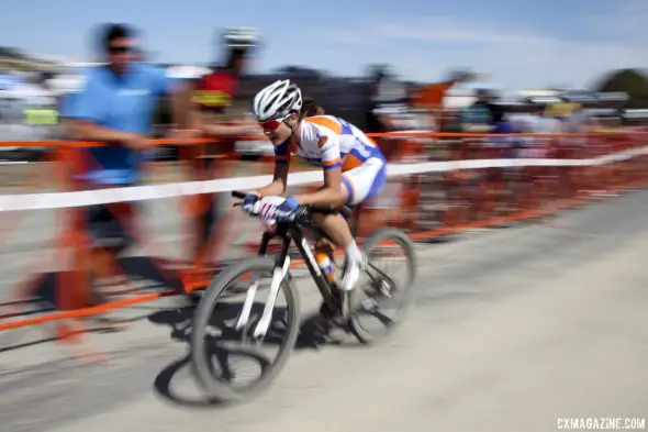 Marianne Vos in full time trial mode after her blistering attack with two to go. © Cyclocross Magazine