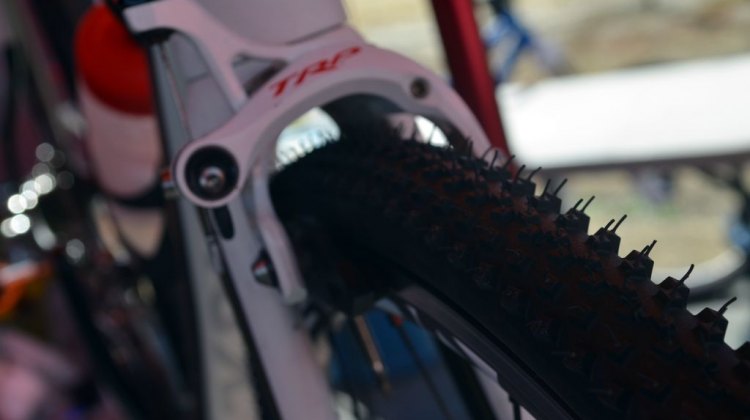These aren't new cyclocross brakes, this is just Paxson's road machine with clinchers put on an hour before race end. © Cyclocross Magazine