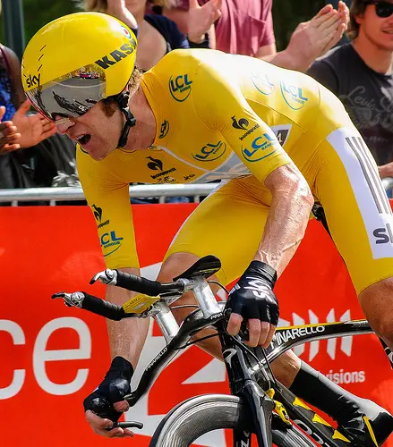 Bradley Wiggins leading the 2012 Tour de France. © Robin McConnell