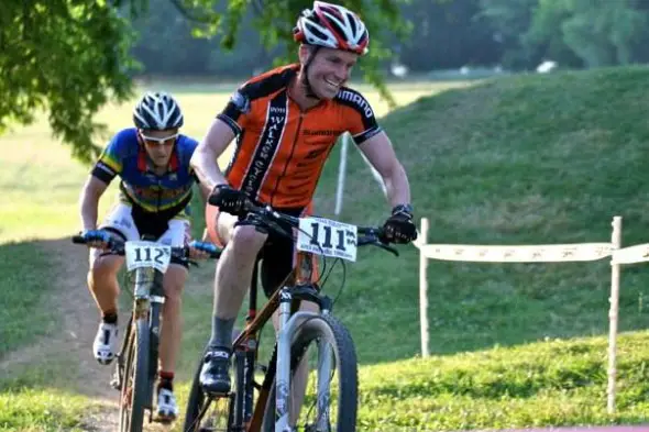 Even though it isn't cyclocross season, racers are still all smiles at Eva Bandman. © Marcia Seiler