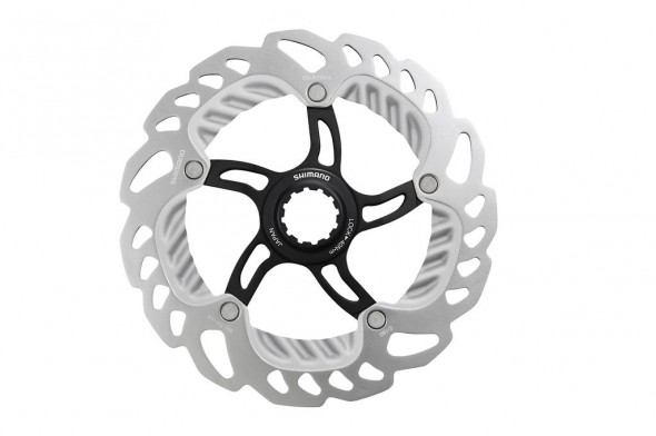 The new Shimano hydraulic disc brake rotor has aluminum in order to cool faster. Photo courtes of Shimano