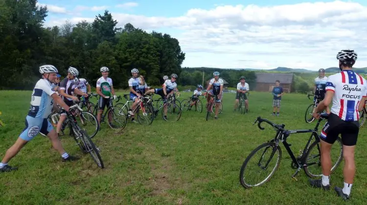 Here, Jeremy Powers conducts a clinic for his local riding group, the NCC. © Cyclocross Magazine
