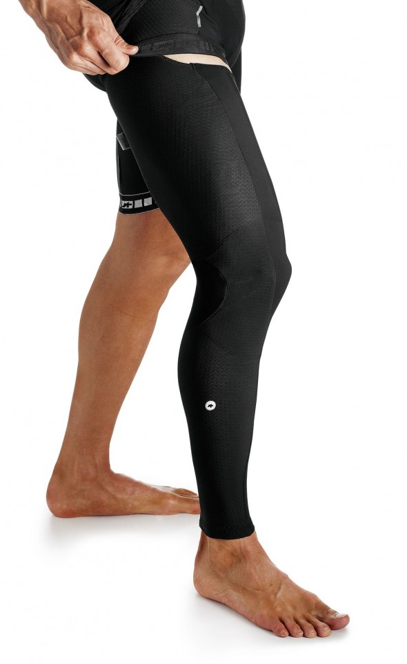 Not too grippy, but they stay on and high enough to keep your whole leg warm. Photo courtesy of Assos