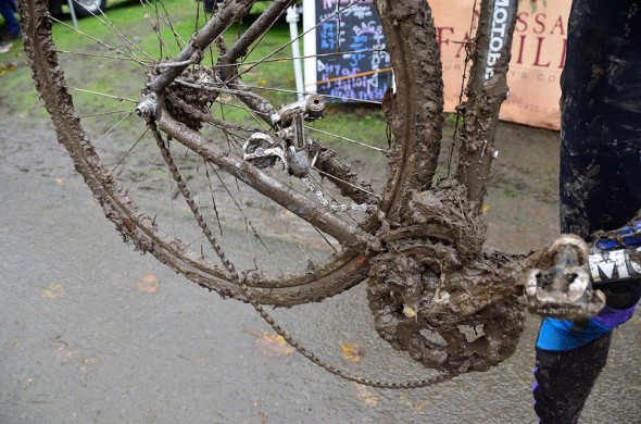 Just one of dozens of wrecked derailleurs typically seen at a PDX cyclocross race day. photo: Adam Clement