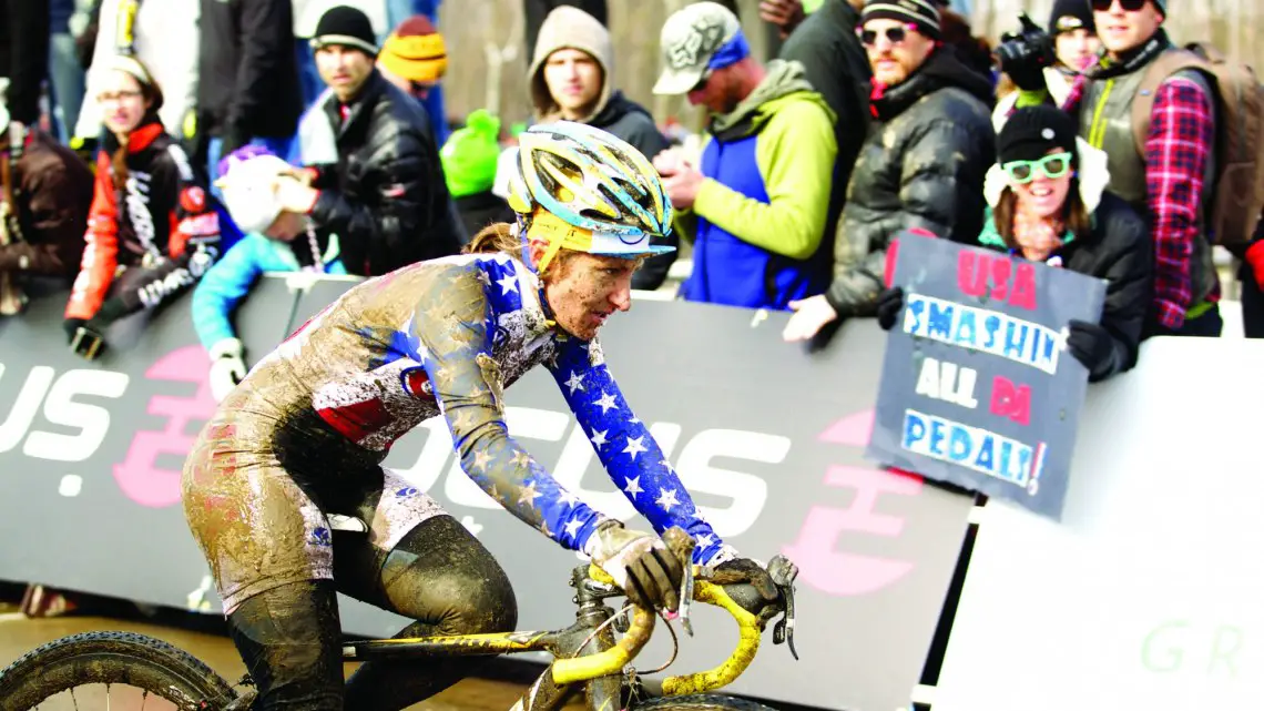 Amy Dombroski gets muddy in Kentucky at Worlds. © Cathy Fegan-Kim